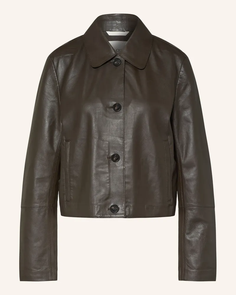 Marc O'Polo Leder-Overjacket braun Dunkelbraun