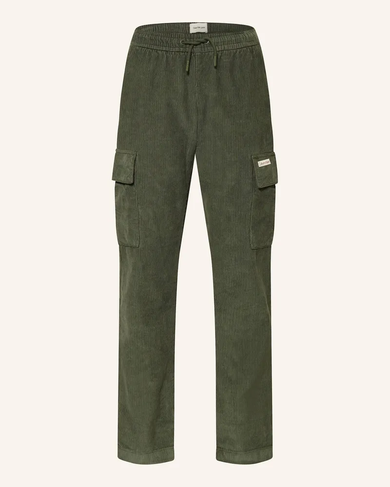 Calvin Klein Cargohose aus Cord Dunkelgrün