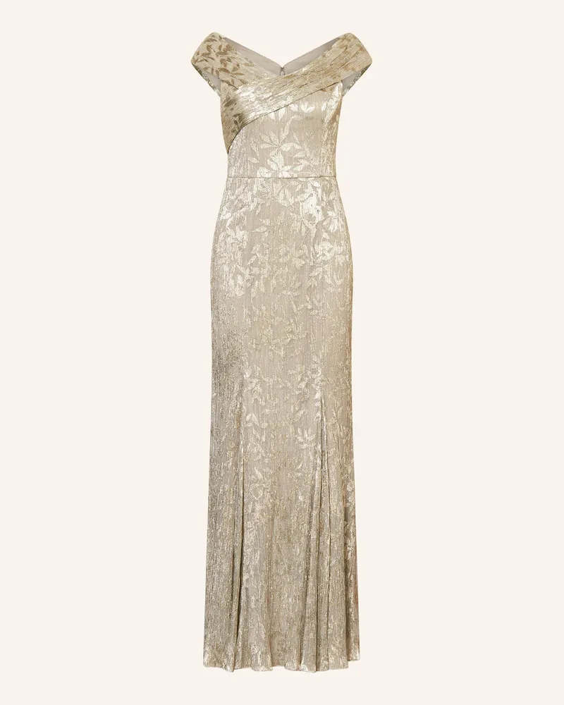 Adrianna Papell One-Shoulder-Kleid mit Plissees und Glitzergarn Gold