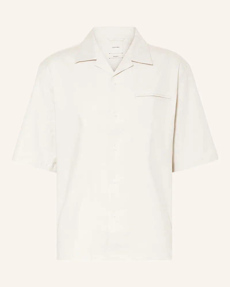 Calvin Klein Resorthemd Relaxed Fit mit Leinen Hellgrau