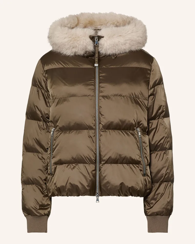 No. 1 Como Steppjacke Mit Kunstfell beige Taupe