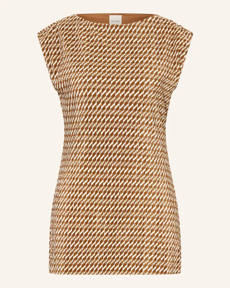 Calvin Klein Blusentop Mit Plissees braun Hellbraun