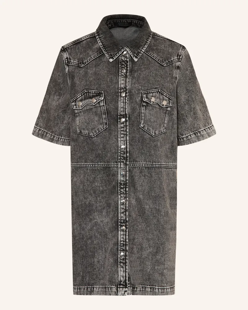 AllSaints Hemdblusenkleid ROCK in Jeansoptik Dunkelgrau