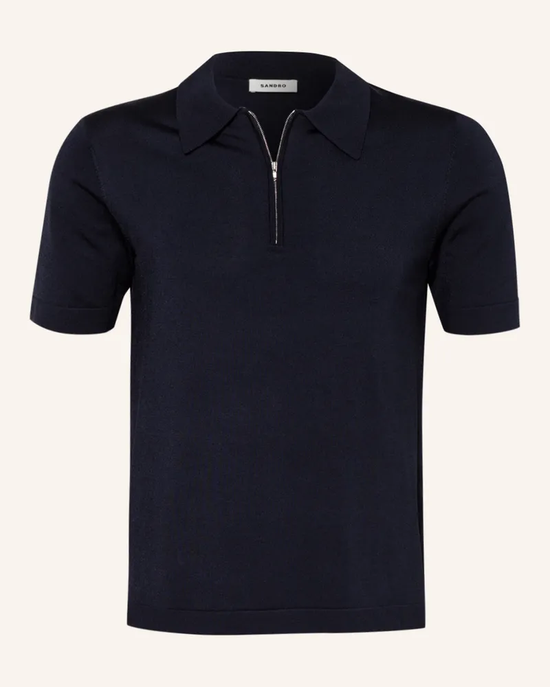 Sandro Strick-Poloshirt Dunkelblau