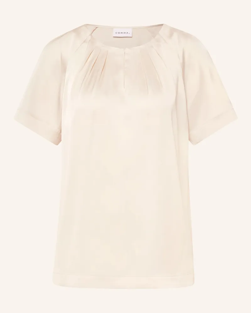 COMMA Blusenshirt aus Satin Hellbraun