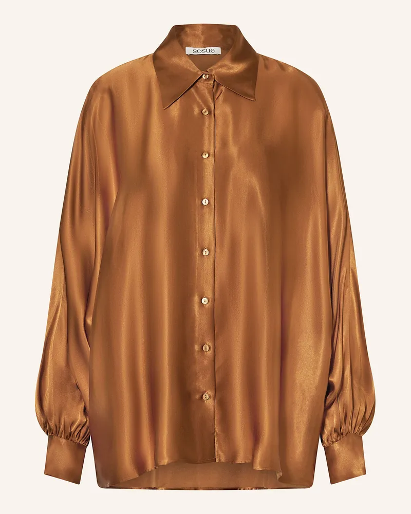 SoSUE Satinbluse ANTONIA Braun