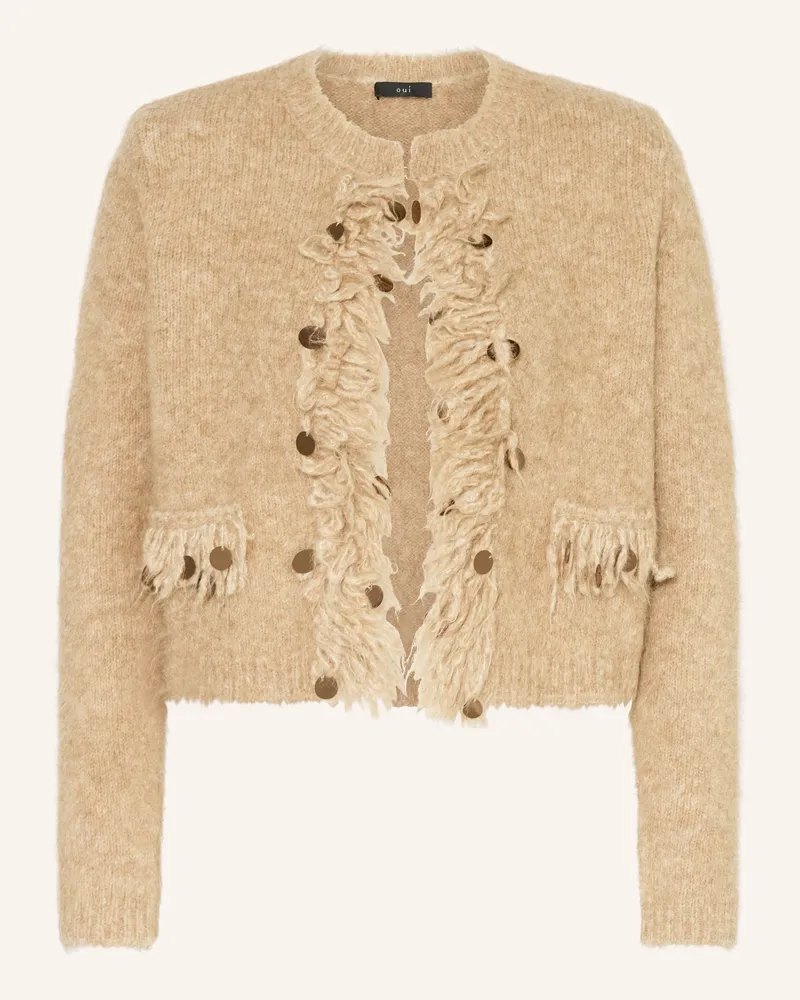 Oui  Strickjacke mit Alpaka Beige