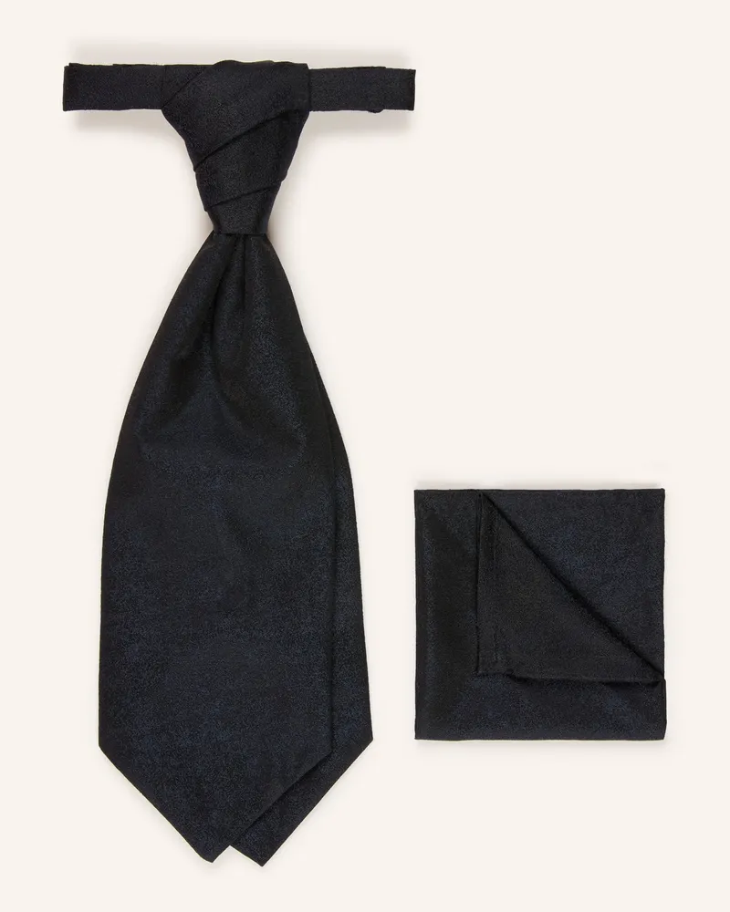 Wilvorst Set: Krawatte Und Einstecktuch blau Dunkelblau