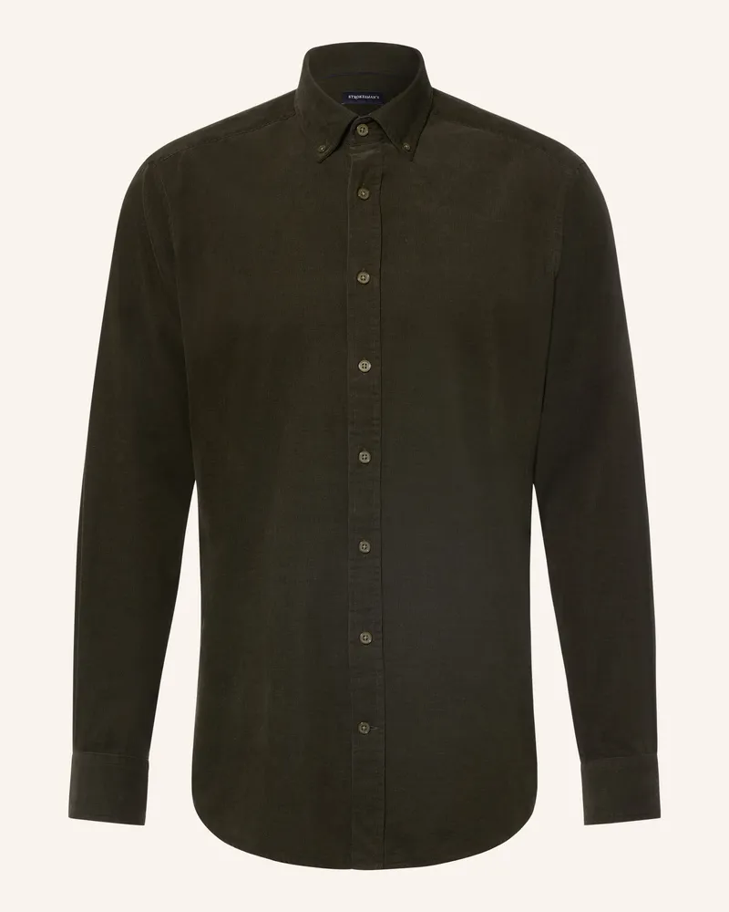 Strokesman's Cordhemd Slim Fit gruen Oliv
