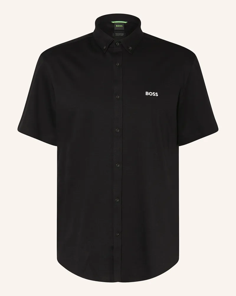 HUGO BOSS Kurzarm-Hemd MOTION Regular Fit aus Jersey Schwarz