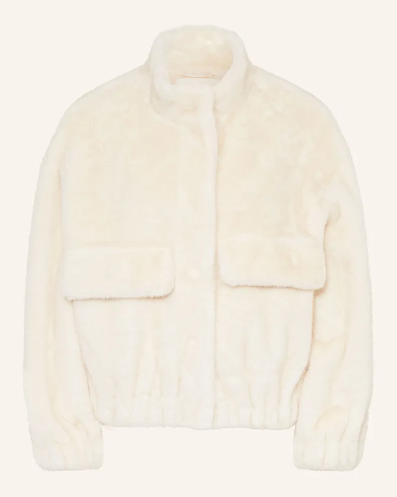 ba&sh Kunstfell-Jacke Paros weiss Ecru