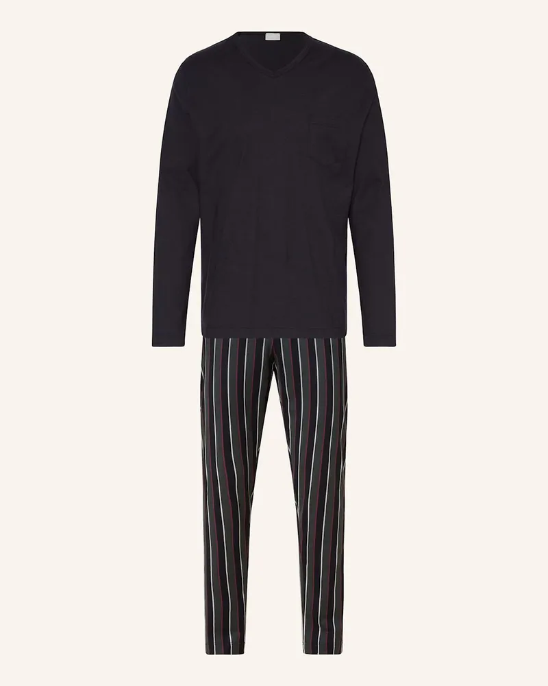 Mey Schlafanzug Serie DARK STRIPE Blau