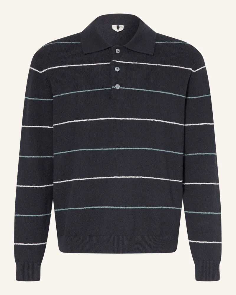 Arket Strick-Poloshirt blau Dunkelblau