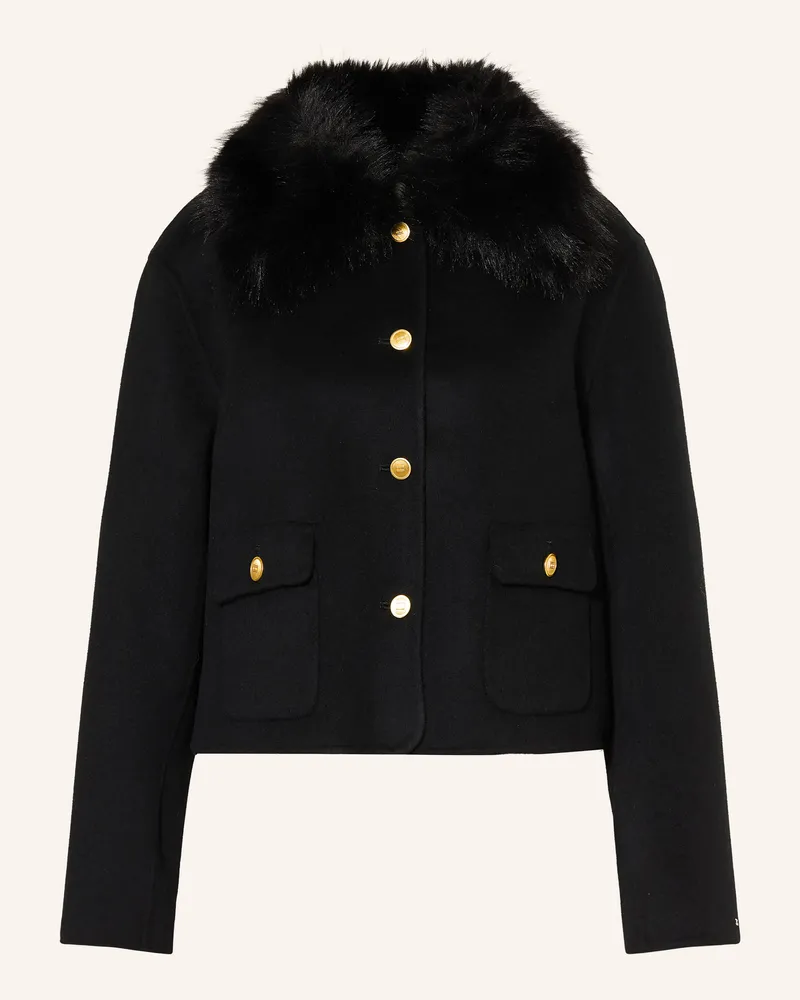 Tommy Hilfiger Kastenjacke Mit Abnehmbarem Kunstfell-Kragen schwarz Schwarz