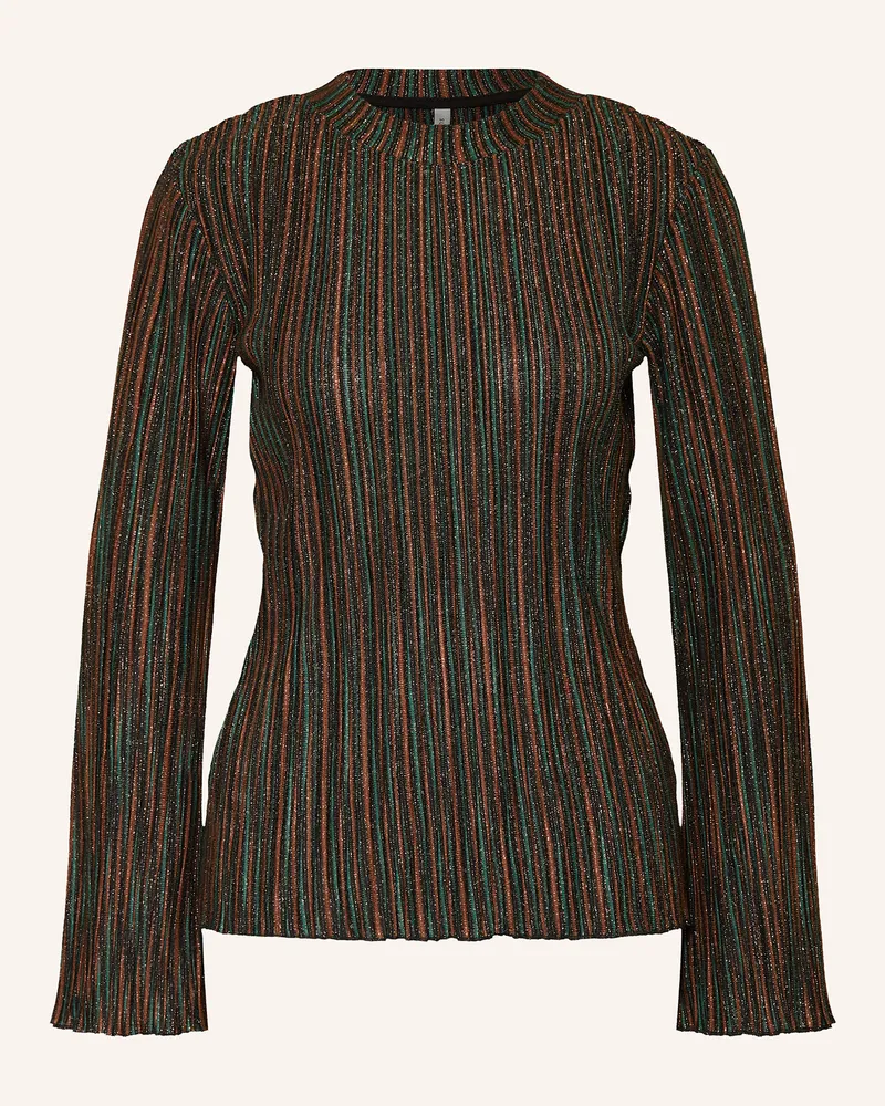 SUMMUM Longsleeve mit Glitzergarn Schwarz