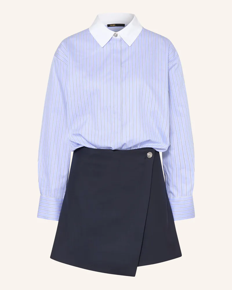 Maje Hemdblusenkleid Im Materialmix blau Hellblau