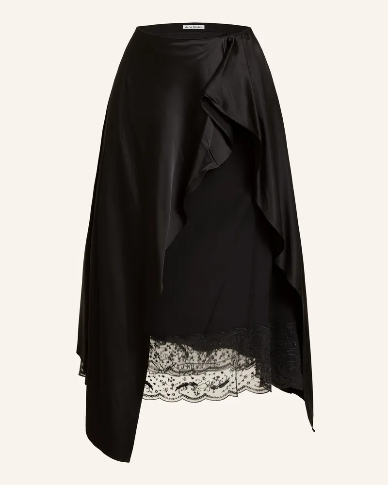 Acne Studios Satinrock Mit Spitze schwarz Schwarz