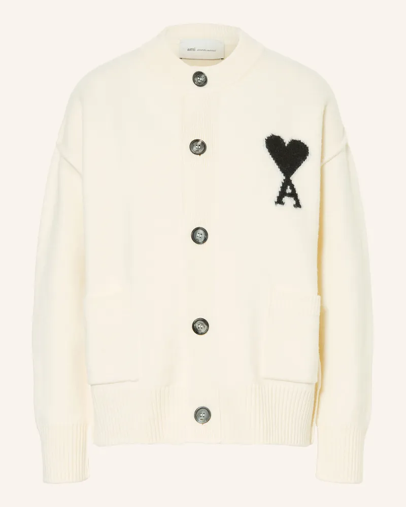 AMI Paris Strickjacke weiss Ecru