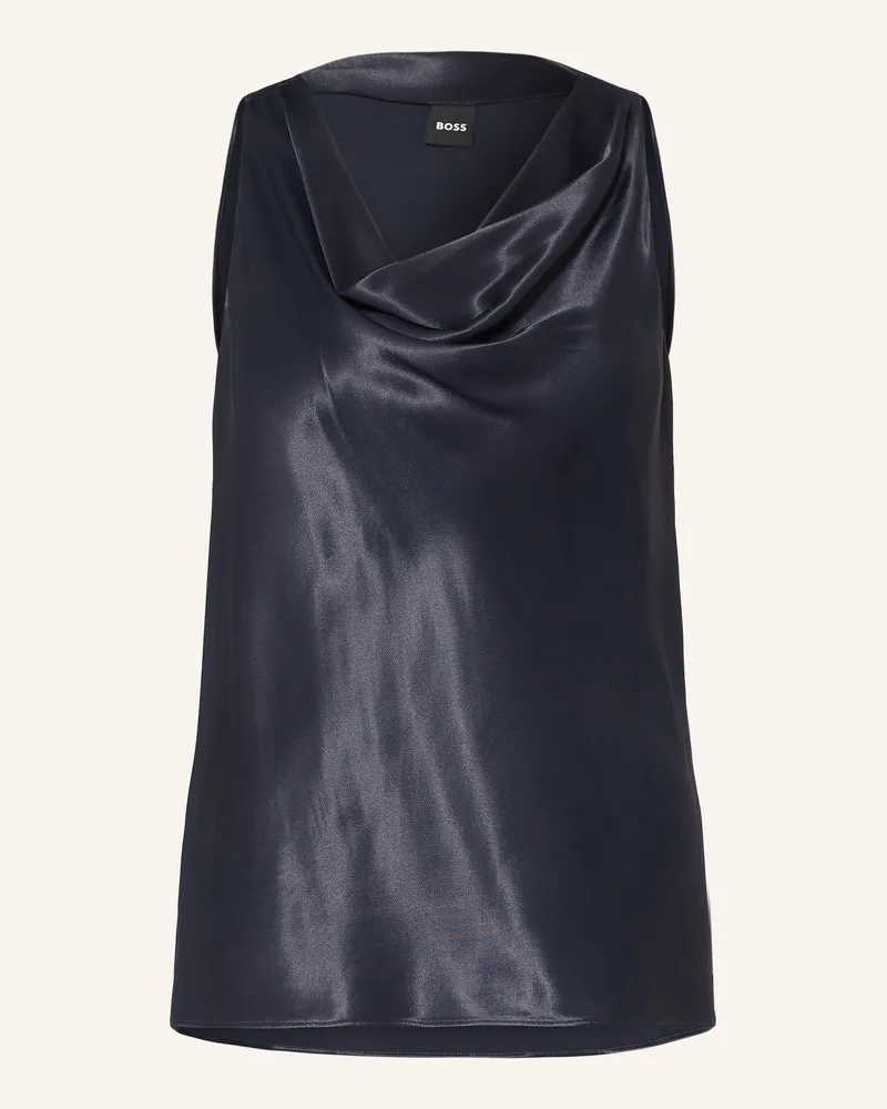 HUGO BOSS Blusentop Bouana Aus Satin blau Dunkelblau