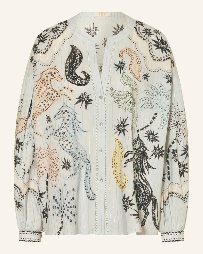 IVI Collection Bluse mit Glitzergarn Hellblau