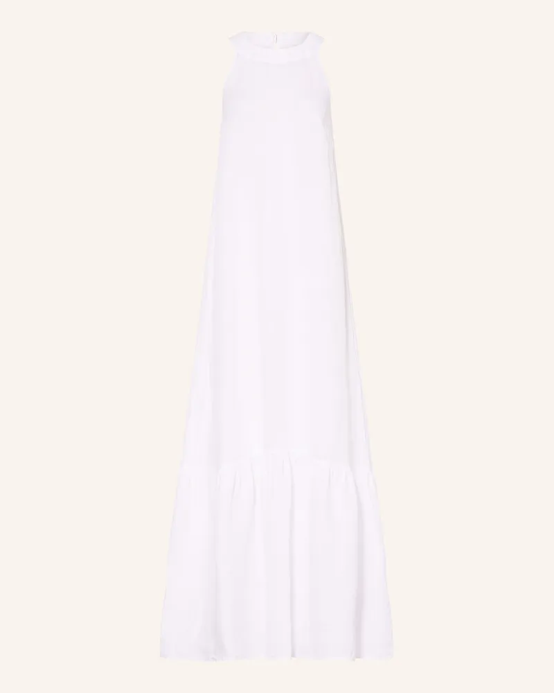 120% Lino Strandkleid aus Leinen Weiss