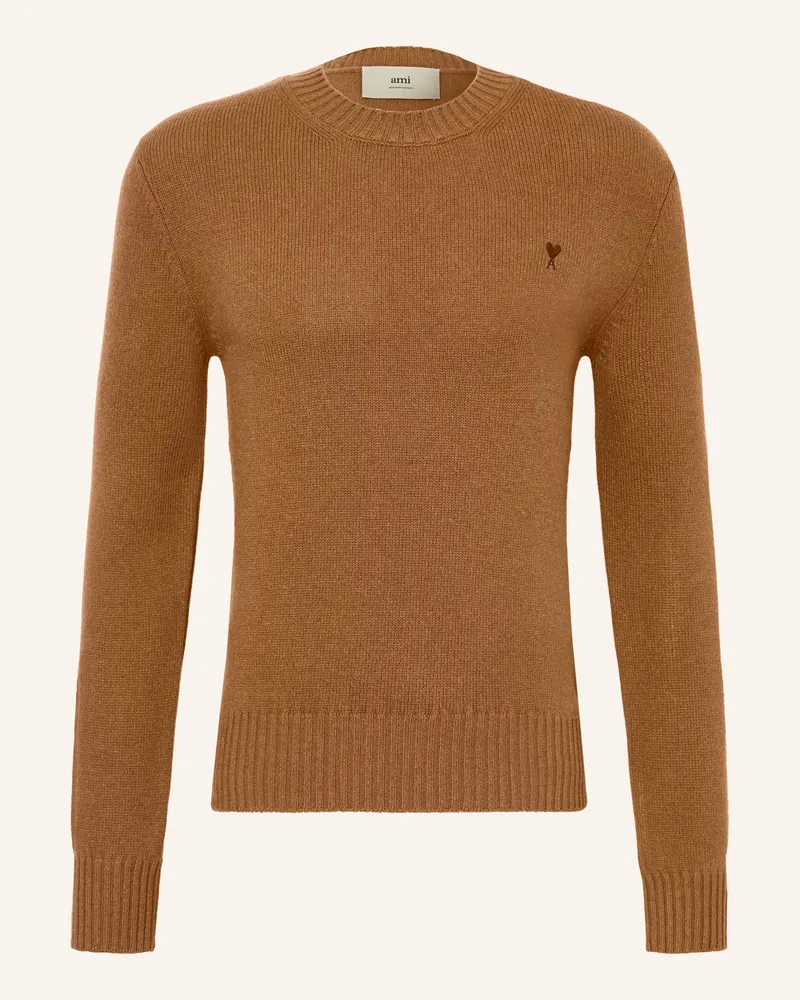 AMI Paris Cashmere-Pullover braun Dunkelorange