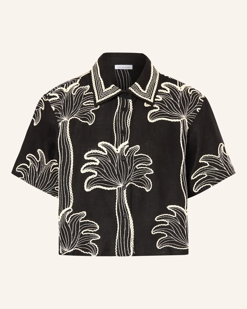 Mrs & HUGS Hemdbluse schwarz Schwarz
