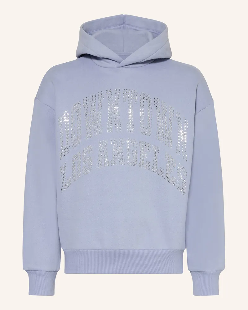 Garcia Jeanswear Hoodie mit Schmucksteinen Hellblau