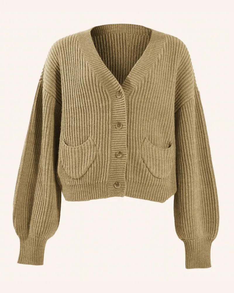 ADLYSH Rippstrick Cardigan Mit Wolle braun Braun