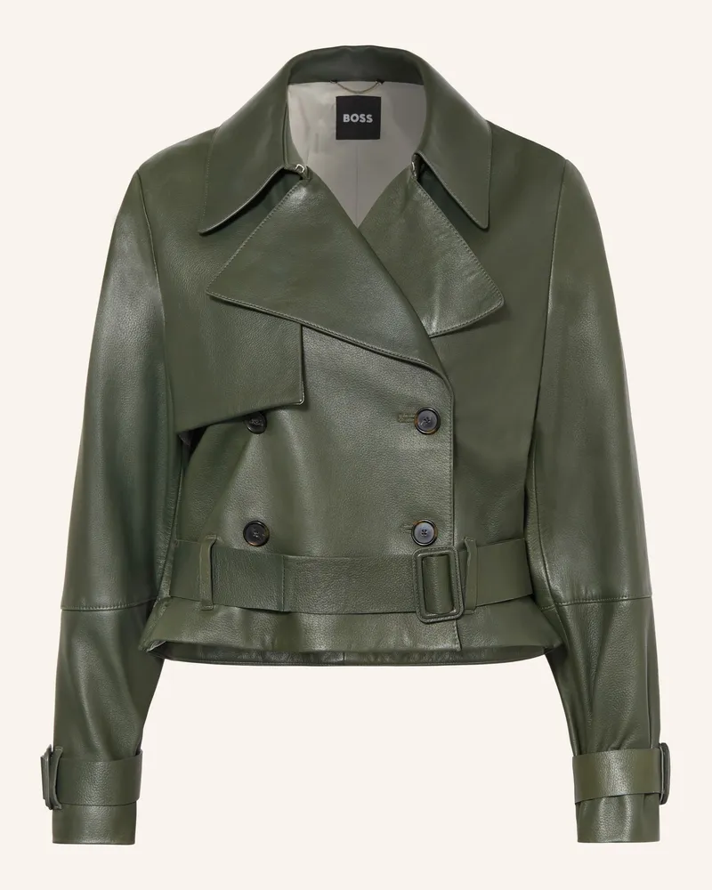 HUGO BOSS Lederjacke Satela gruen Khaki