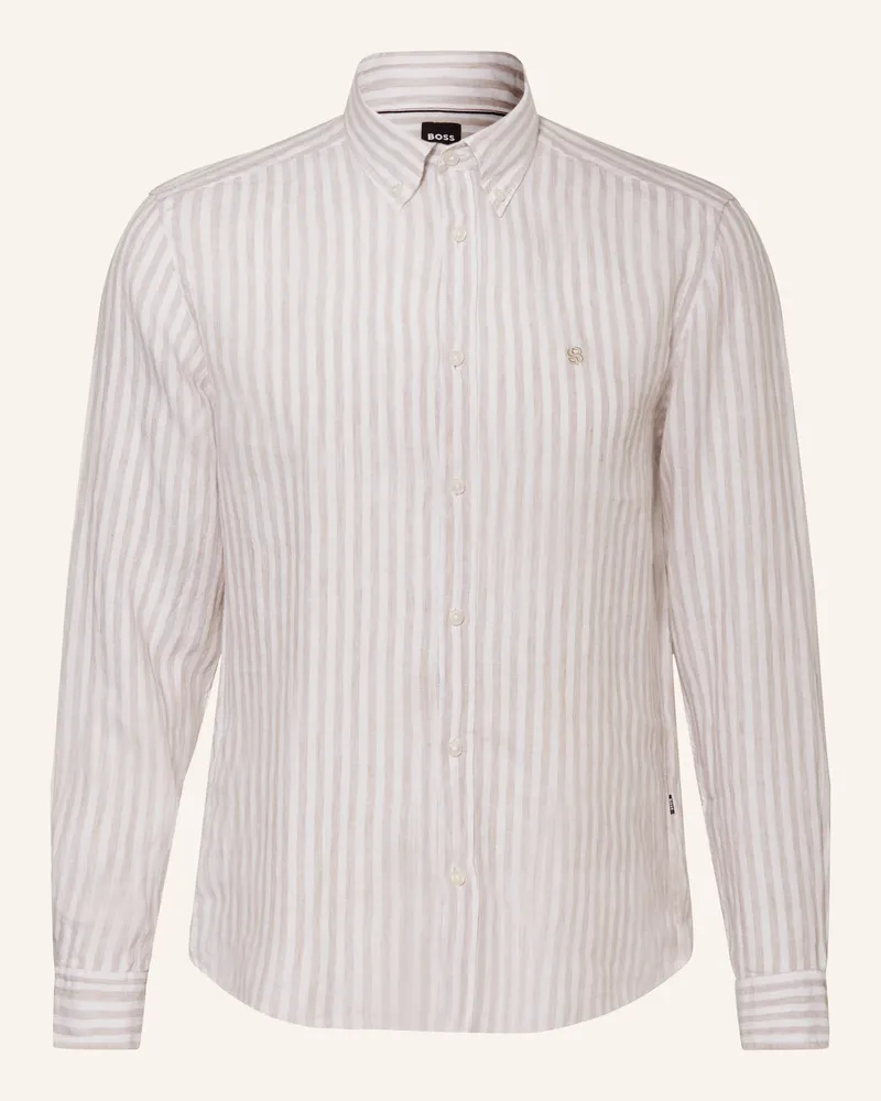 HUGO BOSS Leinenhemd Liam Regular Fit beige Beige