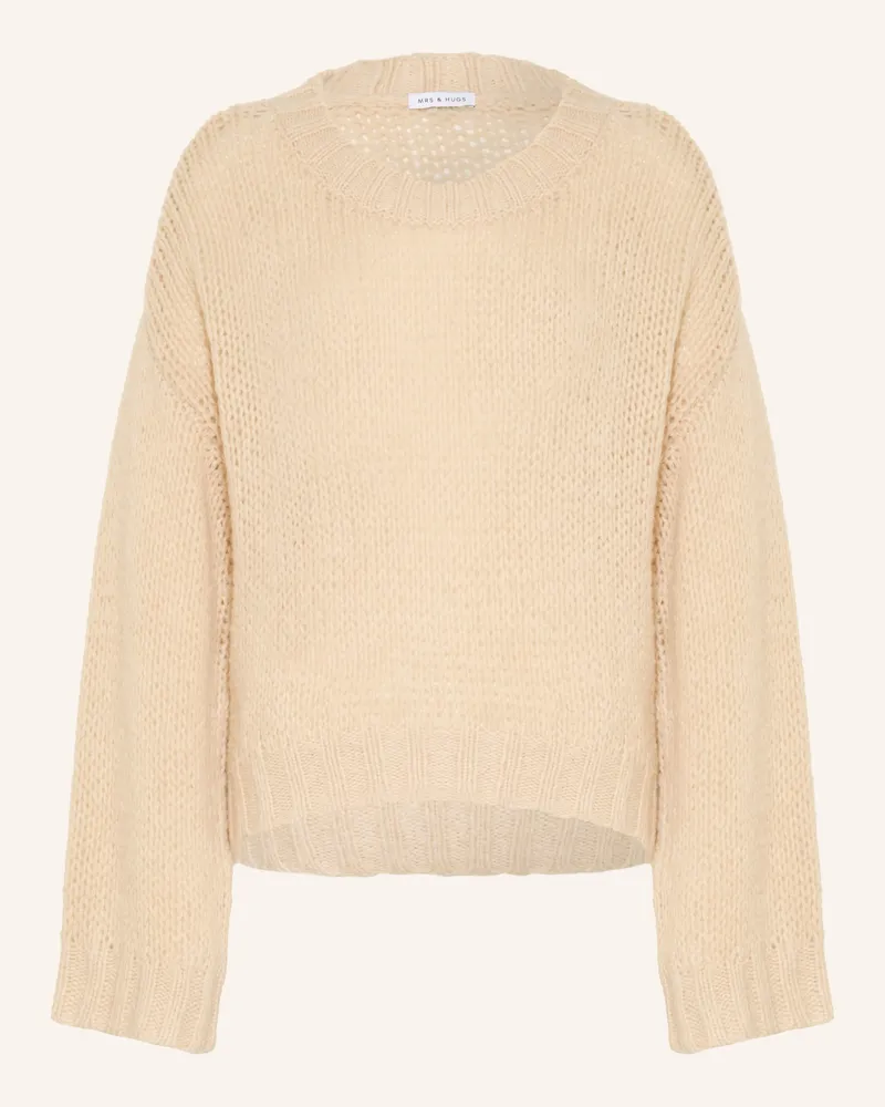Mrs & HUGS Oversized-Pullover beige Hellbraun