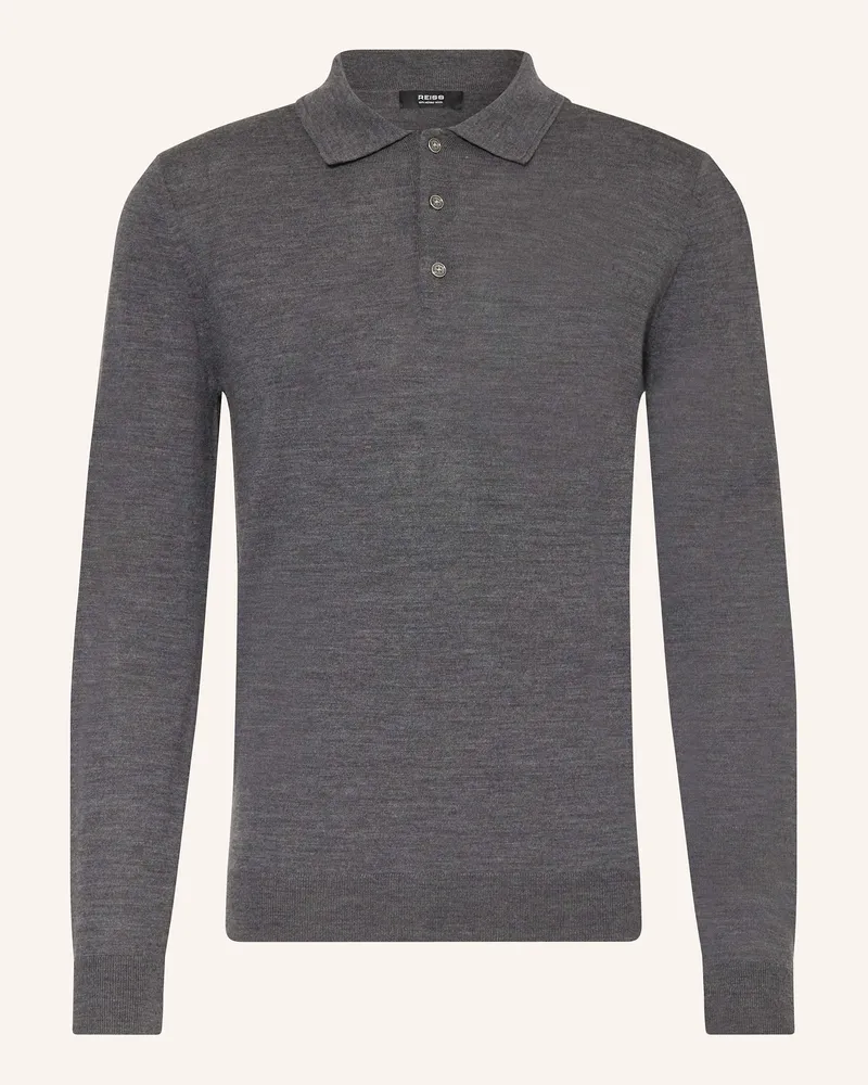 Reiss Strick-Poloshirt TRAFFORD aus Merinowolle Dunkelgrau