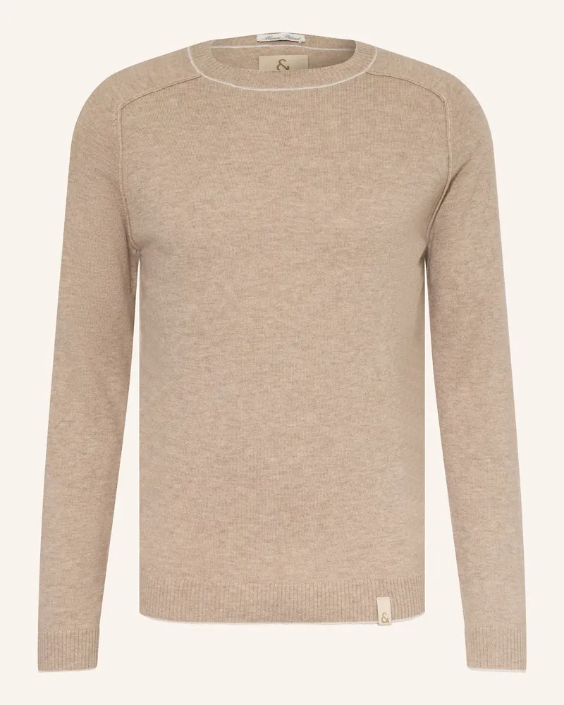 colours & sons Pullover Mit Merinowolle grau Hellbraun