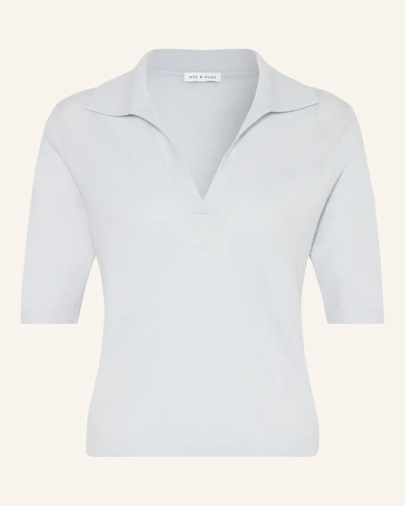 Mrs & HUGS Strick-Poloshirt Mit Cashmere blau Hellblau