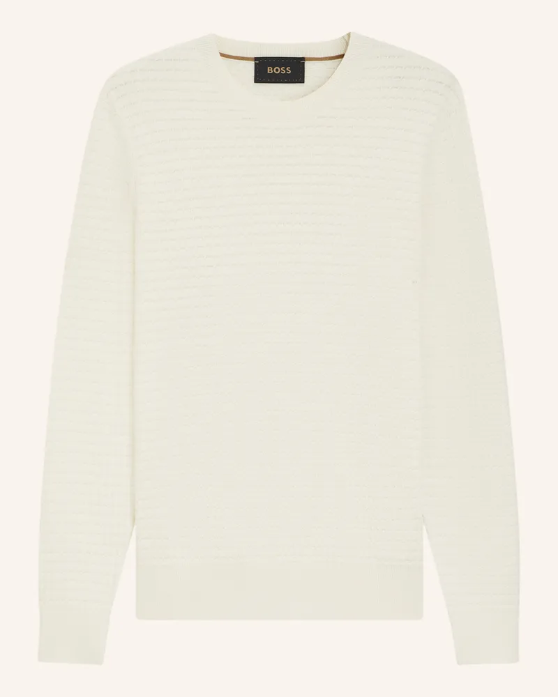 HUGO BOSS Pullover L-NADALI Regular Fit Weiss