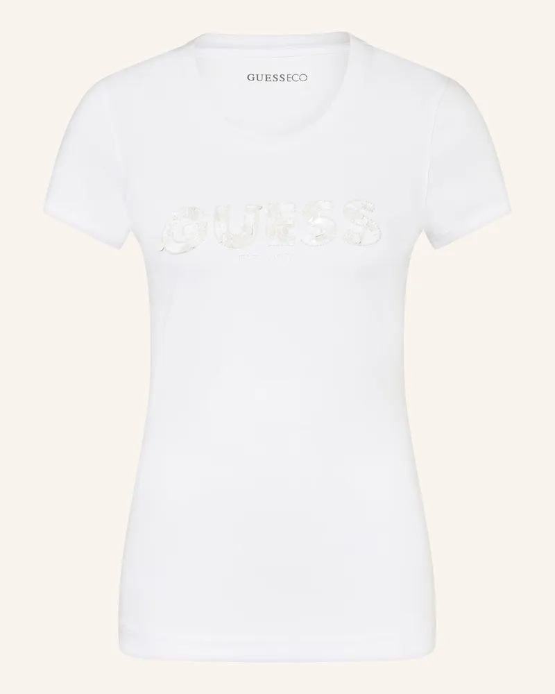 Guess T-Shirt Mit Schmucksteinen weiss Weiss