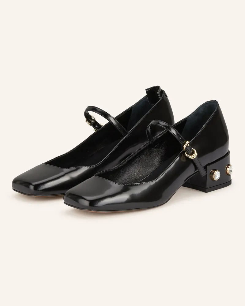 Maje Mary-Jane-Pumps mit Schmucksteinen Schwarz