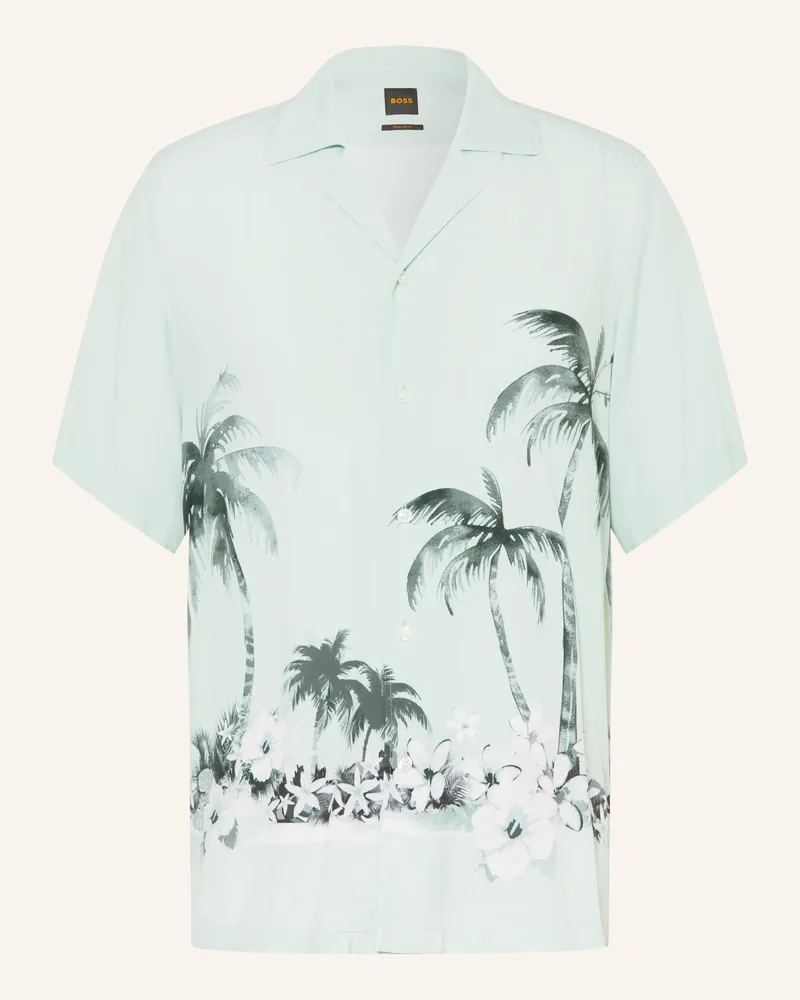 HUGO BOSS Resorthemd Rayer Comfort Fit blau Mint