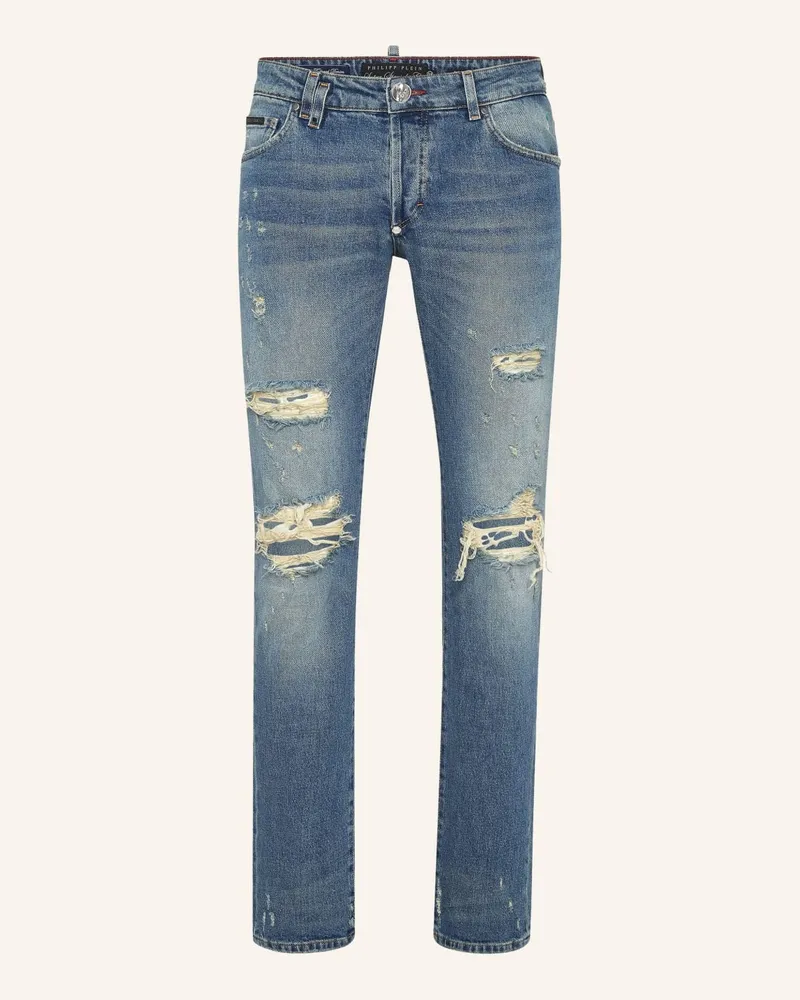 Philipp Plein Jeans Super Straight Cut Fit Blau