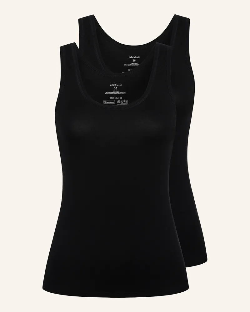 Ehrlich Textil 2er Pack Light Touch Tanktop Mit Weichem Lyocell, Seidig Fein Elastisch schwarz Schwarz