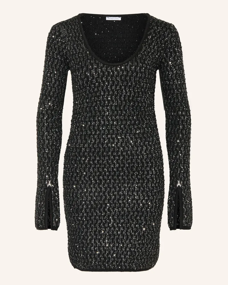 Patrizia Pepe Strickkleid mit Pailletten Schwarz