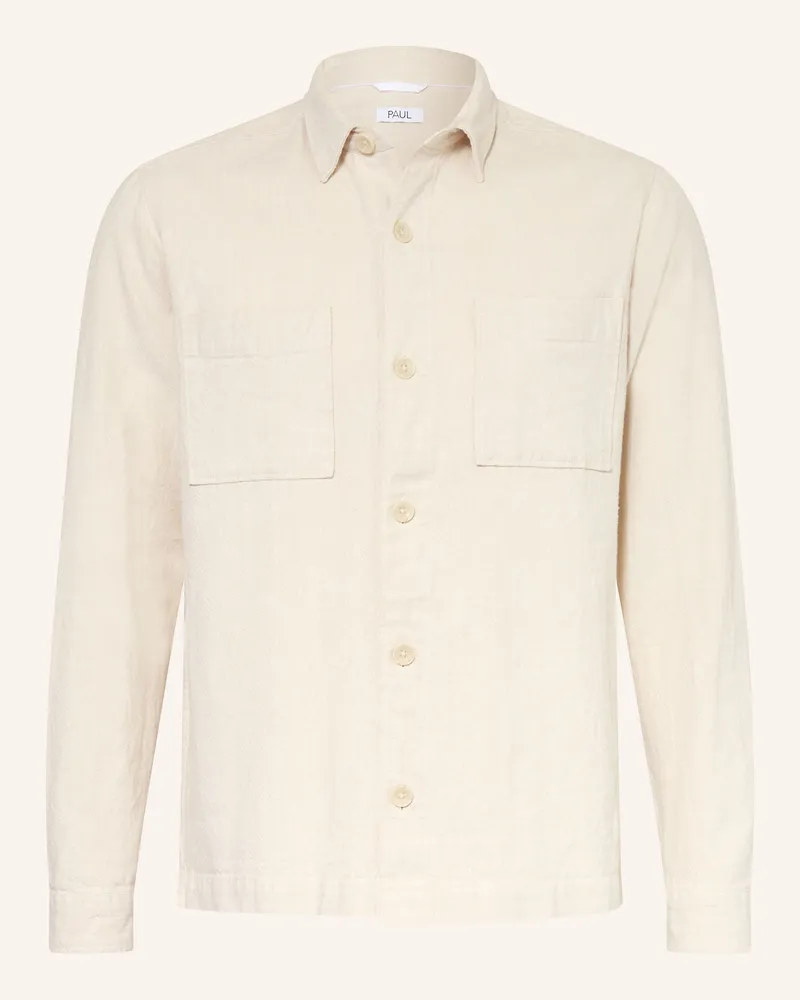 paul Overshirt Mit Leinen beige Ecru