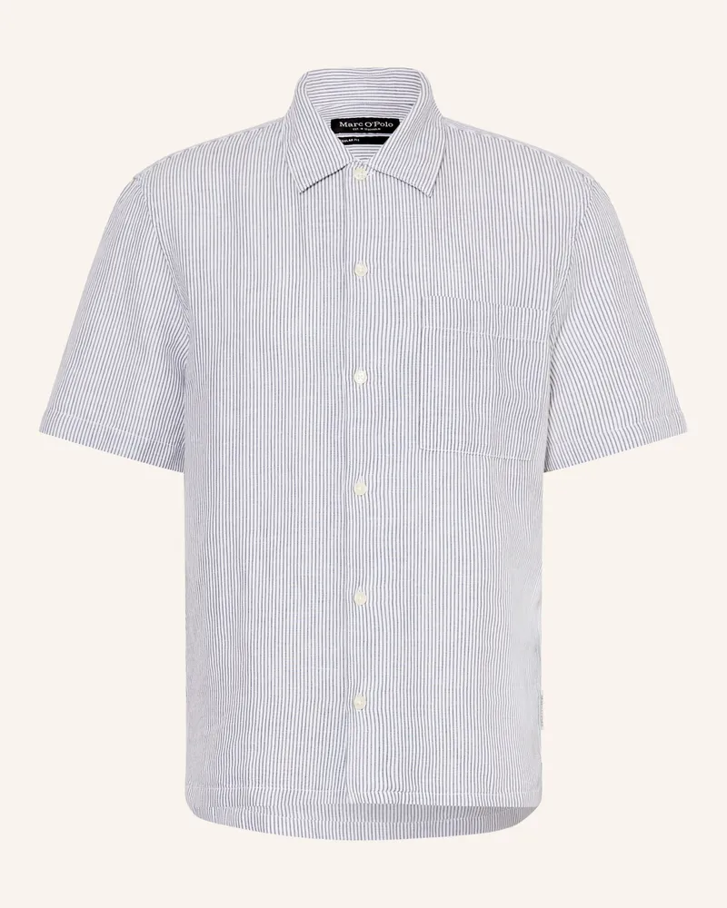 Marc O'Polo Hemd Casual Fit Mit Leinen blau Dunkelblau