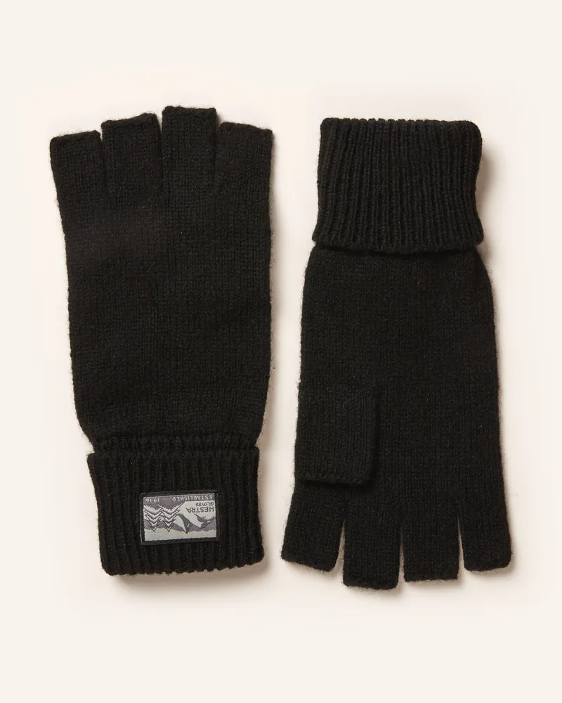 Hestra Handschuhe Raggwool Half Finger schwarz Schwarz