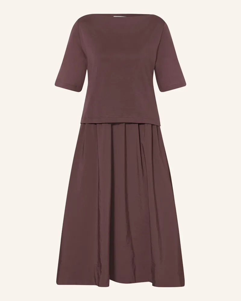 COS Kleid Im Materialmix rot Dunkelbraun