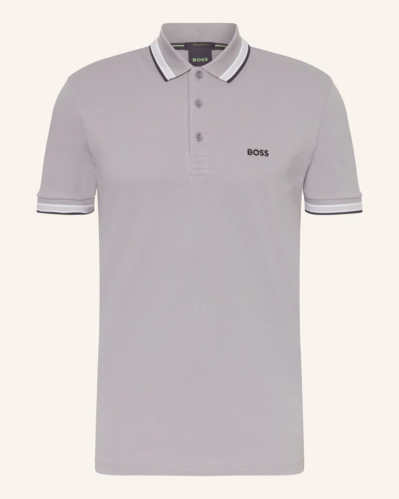 HUGO BOSS Piqué-Poloshirt PADDY CURVED Regular Fit Grau