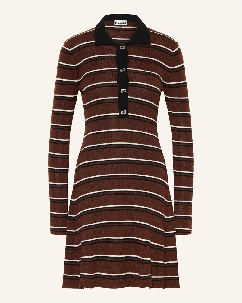 Ganni Strickkleid braun Dunkelbraun