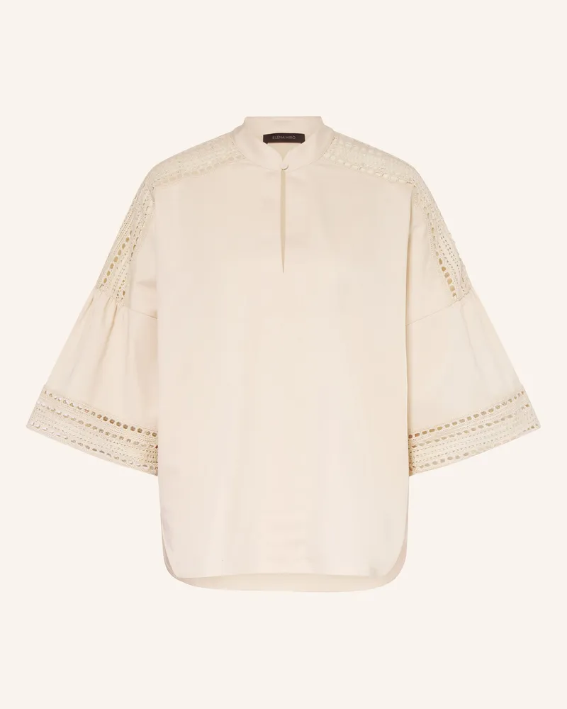 Elena Mirò Blusenshirt mit 3/4-Arm und Lochspitze Beige
