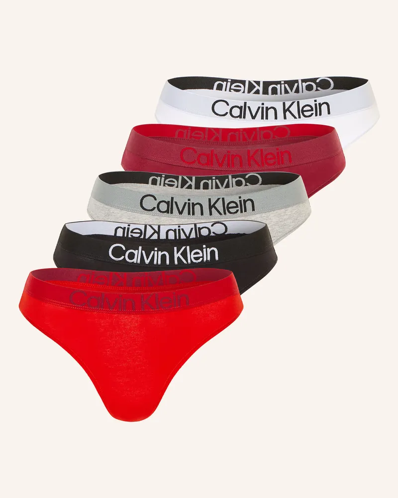 Calvin Klein 5er-Pack Strings Extra Soft Cotton Stretch rot Schwarz